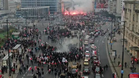 Początek marszu narodowców w listopadzie 2020 roku