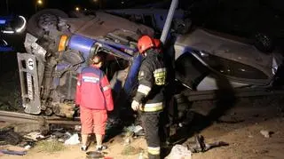 Z autostrady spadł tir na litewskich numerach rejestracyjnych