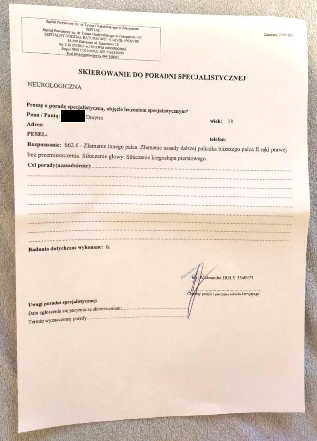 Wolontariusz ma obrażenia