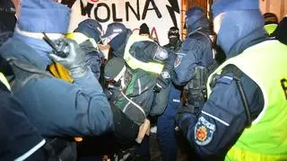 Dozens gathered in front of of Poland's Education Ministry