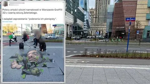 Karykatura Zełenskiego w centrum Warszawy? "Takimi sprayami ciężko byłoby to wykonać"