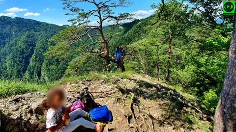 Stał z dzieckiem nad przepaścią, potem siedział na drzewie. Bo "zapłacił za bilet osiem złotych i mu wolno"