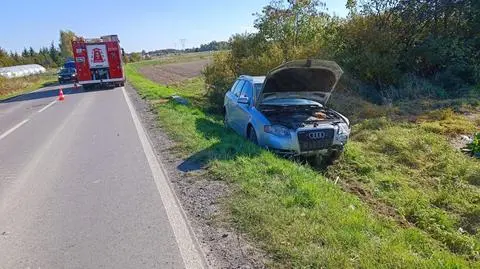 Auto wjechało do rowu