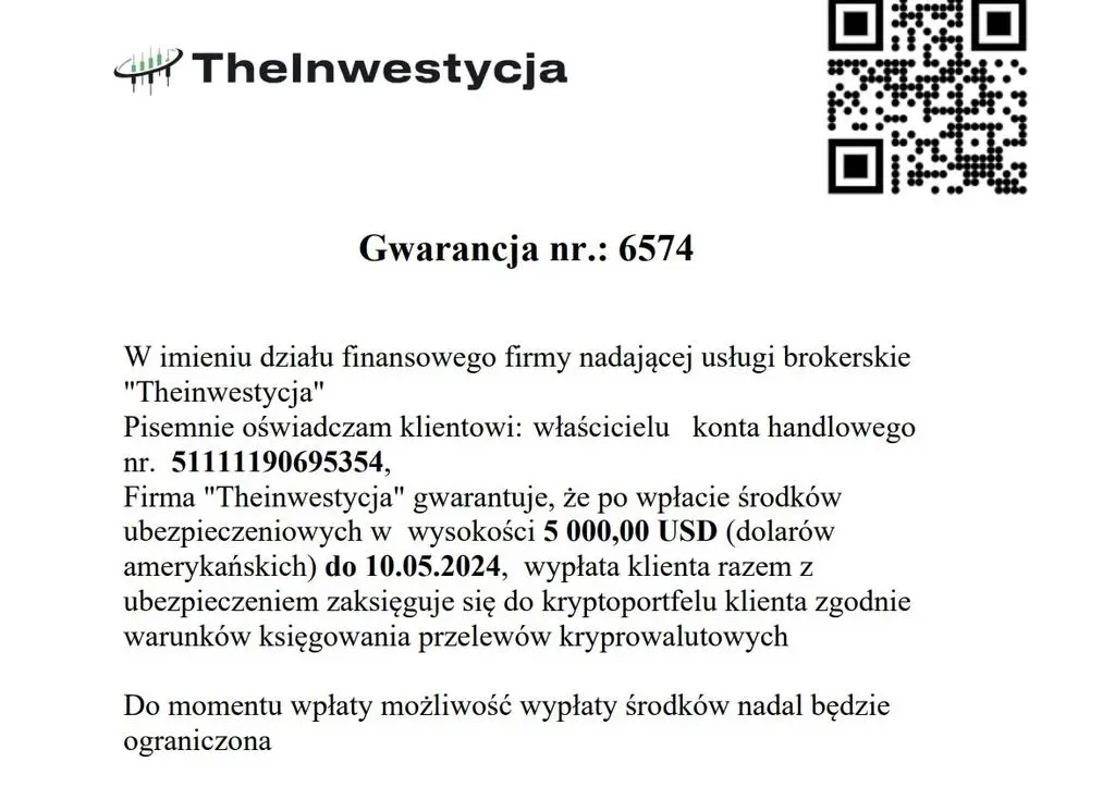 Gwarancje wypłaty dla ofiar platformy The Inwestycja