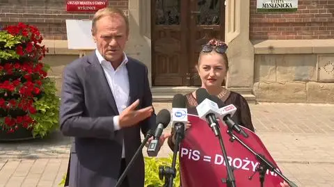 Donald Tusk i pani Ewa z Myślenic