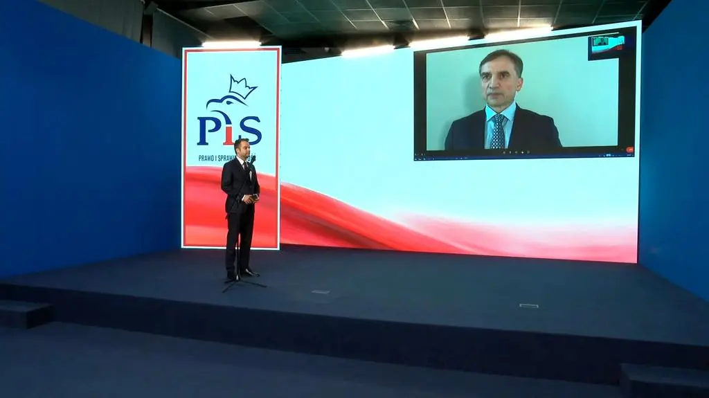 Konferencja w siedzibie PiS, gdzie zdalnie głos zabrał Zbigniewa Ziobry
