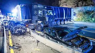 Wypadek ciężarowki na autostradzie w Niemczech