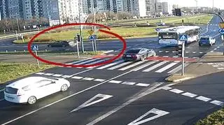 Jechał na rondzie pod prąd 