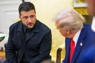 Wołodymyr Zelenski i Donald Trump w Waszyngtonie