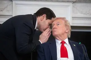Marco Rubio i Donald Trump w Białym Domu (8.10.2025)