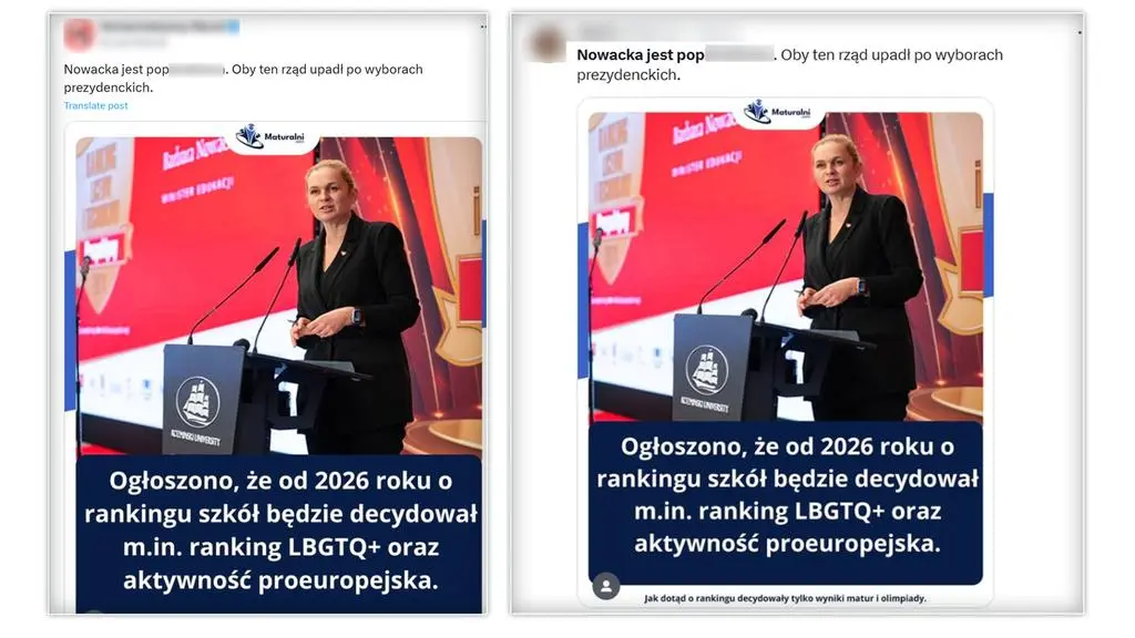 Powiązanie minister Nowackiej z wprowadzeniem nowego kryterium do rankingu szkół to manipulacja 