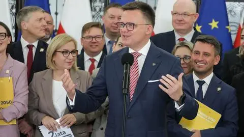 Szymon Hołownia na konferencji Polski 2050 w Sejmie