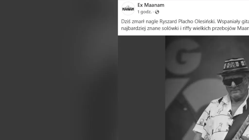 Wpis zespołu, informujący o śmierci gitarzysty