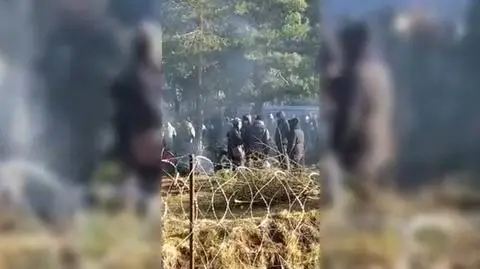 Kadr z wideo z granicy polsko-białoruskiej opublikowanego przez Straż Graniczną
