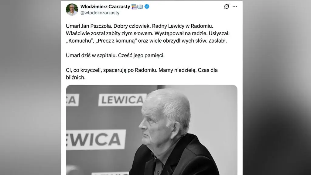 Włodzimierz Czarzasty zabrał głos po śmierci Jana Pszczoły