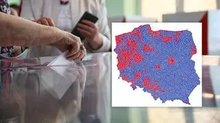 Wyniki wyborów na mapach z podziałem na gminy i powiaty 