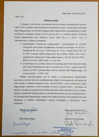 Oświadczenie czterech sędziów