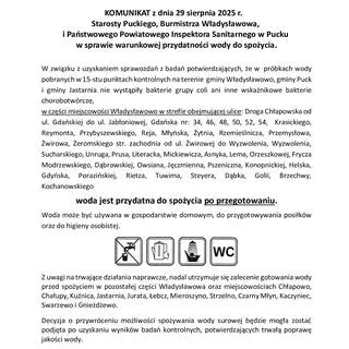 Komunikat sanepidu w sprawie "warunkowej przydatności wody"