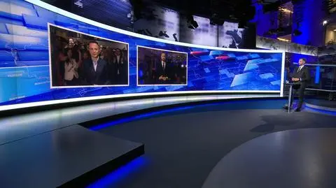 Łukasz Gibała i Aleksander Miszalski zdalnie w studiu TVN24