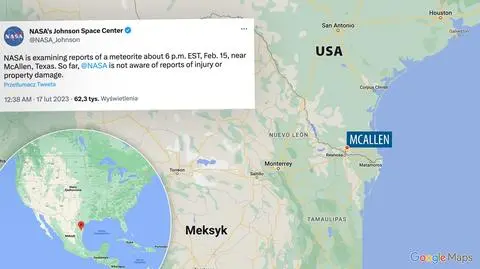 Zanim spadł na Teksas, ważył prawie pół tony. Słyszano dźwięk eksplozji, widziano jasne światło