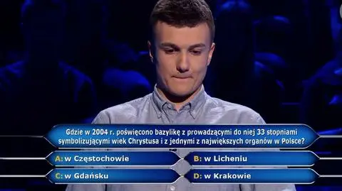 Polska bazylika z 33 stopniami. Pytanie w "Milionerach" za pięć tysięcy złotych