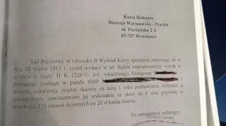 Informacja o wyroku przekazana kurii