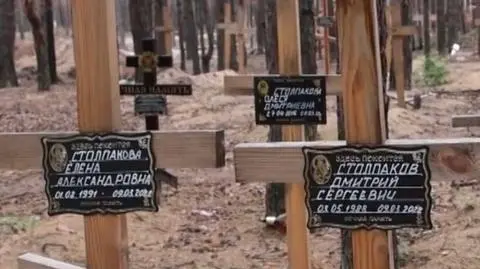 "Ołesia, 6 lat. Zabita przez rosyjskich terrorystów. Obok pochowani są jej rodzice"