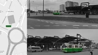 Tramwaj GT8 stanie przy rondzie Rataje