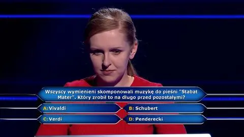 Pytanie w "Milionerach" o kompozytorów pieśni "Stabat Mater"