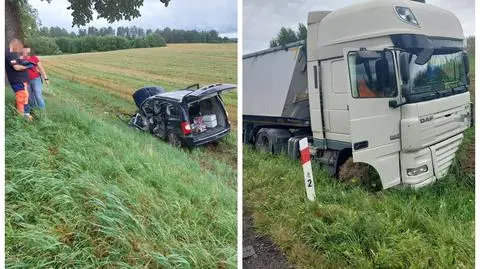 Wypadek na trasie Stare Włóki - Kostrzewy w woj. warmińsko-mazurskim