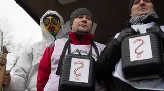 Protest ratowników górniczych w Katowicach