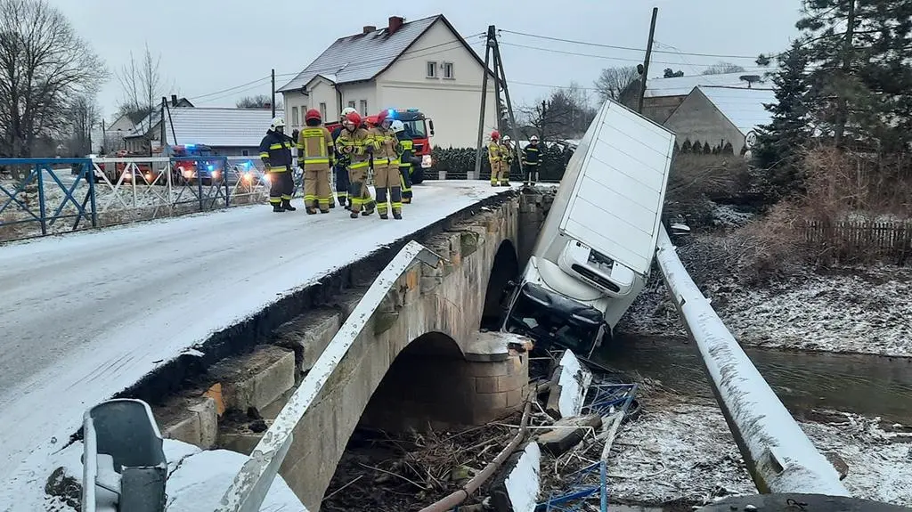 Ciężarówka wpadła do rzeki