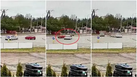 Po zderzeniu dwa samochody wpadły na chodnik