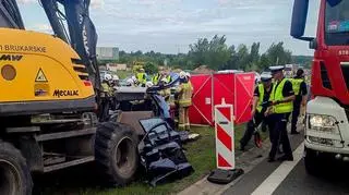 Wypadek na autostradzie A4 w Mysłowicach