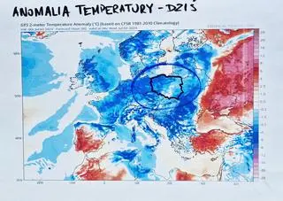 Anomalia temperatury - środa