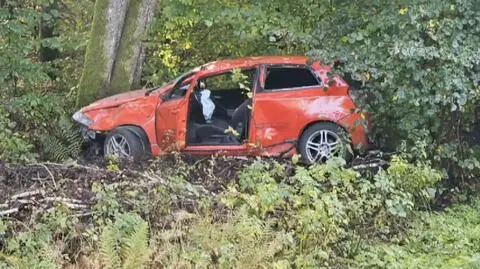 Kierowca dachował i wpadł do rowu