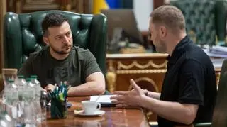 Wołodymyr Zełenski i Denys Monastyrski na zdjęciu z lipca 2022 roku