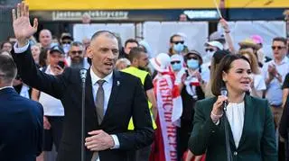 Wiec Cichanouskich w Warszawie