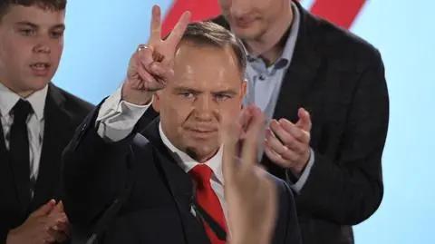 Karol Nawrocki w swoim sztabie wyborczym w Warszawie