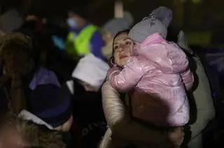 Stacja w Olkuszu. Przyjazd pociągu z uchodźcami z Ukrainy