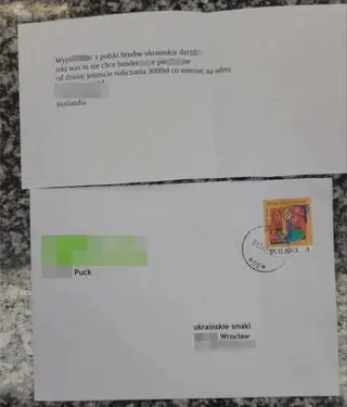 Sklep Ukraiński Smak otrzymał list z żądaniem haraczu