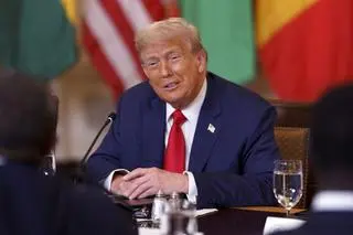 Donald Trump podczas spotkania z afrykańskimi przywódcami, 9 lipca 2025 r.