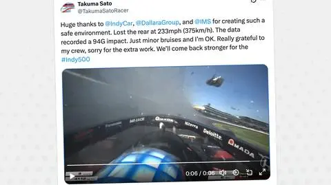 Rozbił się przy 375 km/h. "Przepraszam, że przysporzyłem roboty"