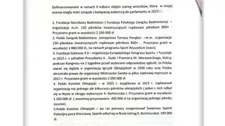 Fragment notatki służbowej urzędnika Ministerstwa Sportu z marca 2024 r. o programie "Sport dla wszystkich"
