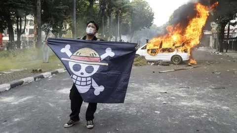Flaga z One Piece, protesty w Indonezji (29.08.2025)