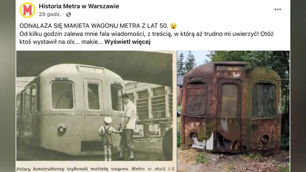 Sensacyjne ogłoszenie. Makieta wagonu metra z lat 50. odnaleziona w Kobyłce? 