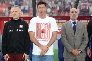Robert Lewandowski i Michał Probierz tuż przed meczem z Mołdawią 