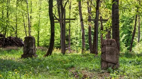Miejsce pochówku polskich ofiar zbrodni wołyńskiej w Puźnikach w obwodzie tarnopolskim na zachodzie Ukrainy