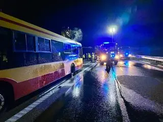 Pożar autobusu na trasie S7