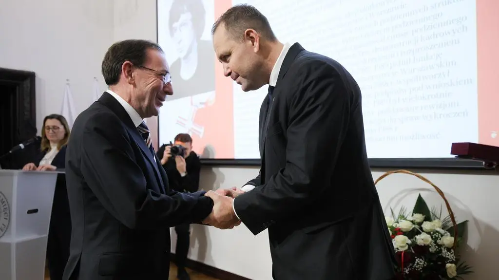 Mariusz Kamiński i Karol Nawrocki na uroczystości w Muzeum Żołnierzy Wyklętych i Więźniów Politycznych PRL w Warszawie. Zdjęcie z 13 grudnia 2024 roku 